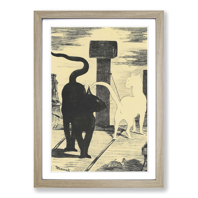 The Rendezvous Cats by √âdouard Manet - Framed Print, Oak