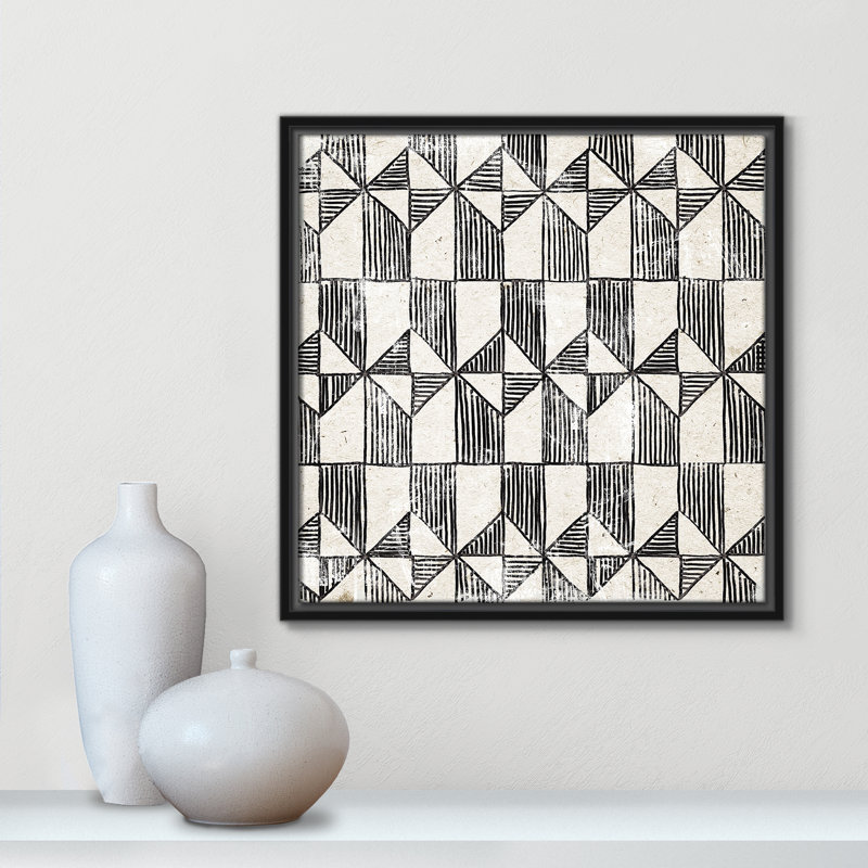 «White Art Deco I» par Aimee Wilson, 17.5'' W x 17.5'' H, Framed Canvas, Cadre flottant noir