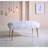 Armless Lounge Bench With White Faux Fur Seat And Gold Finish Metal Base 24Lb Heavy Cushion