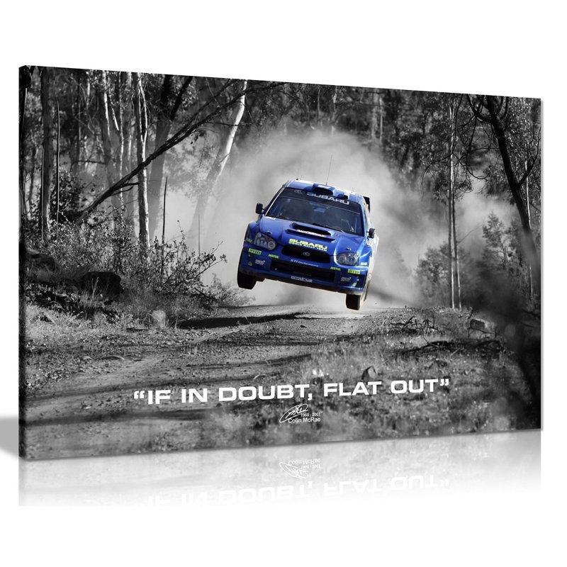 Subaru Wrx Rally Car Colin Mcrae If In Doubt Flat Out Quote - Wrapped Canvas Print, 61cm H x 91cm W