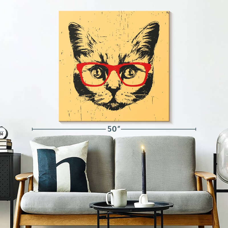 Brampt Cat With Glasses, 33" H x 33" W