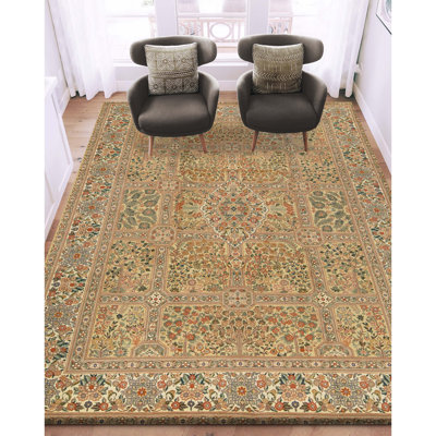 Tapis rectangulaire en laine noué à la main