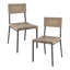 Ensemble de chaises d'appoint en bois gris avec revêtement en similicuir, structure en bois massif et détails cloutés pour salle à manger