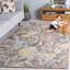Tapis floral en laine / coton touffeté Caden gris anthracite / vert-1934806745