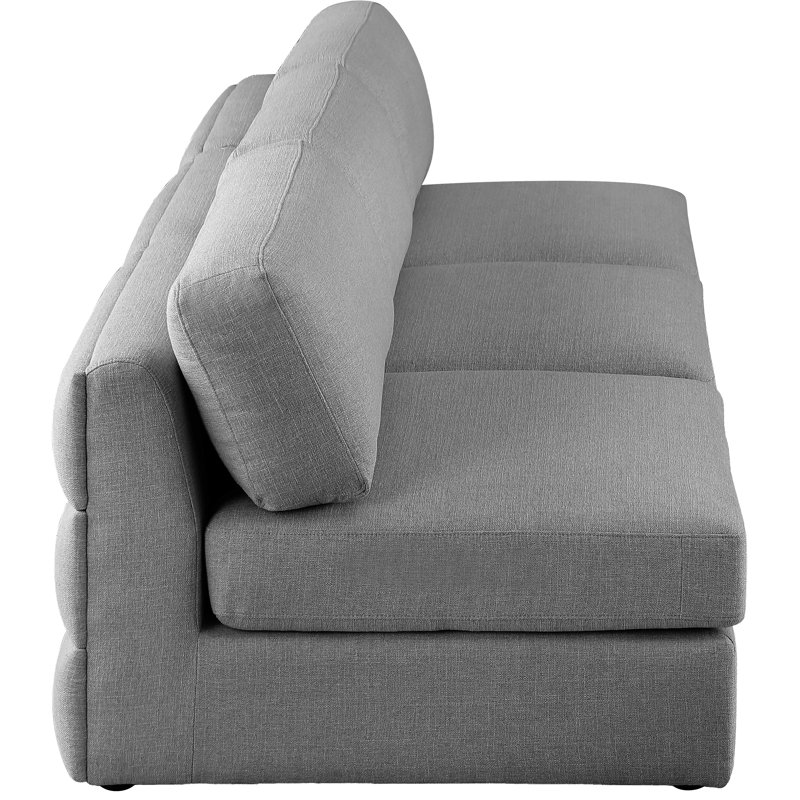 Canapé modulaire à accoudoirs carrés de 114 po Howardine, Tissu gris texturé en lin