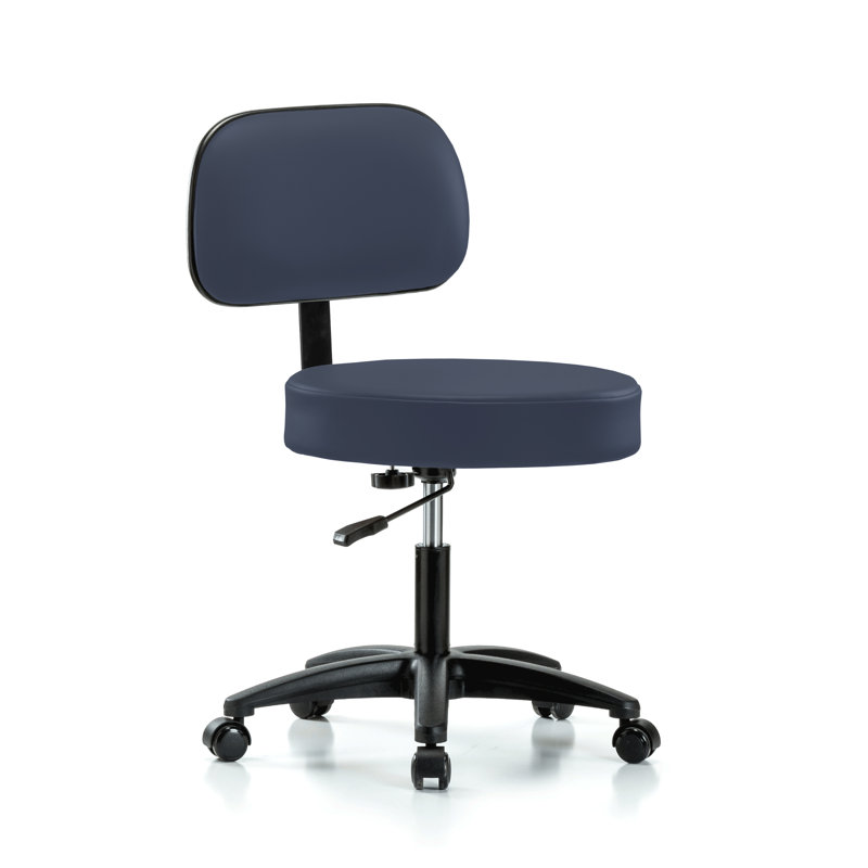 Tabouret réglable en hauteur avec dossier Lippencott PERCH Walter | Hauteur du bureau: 18,5 à 24 po, Vinyl bleu impérial
