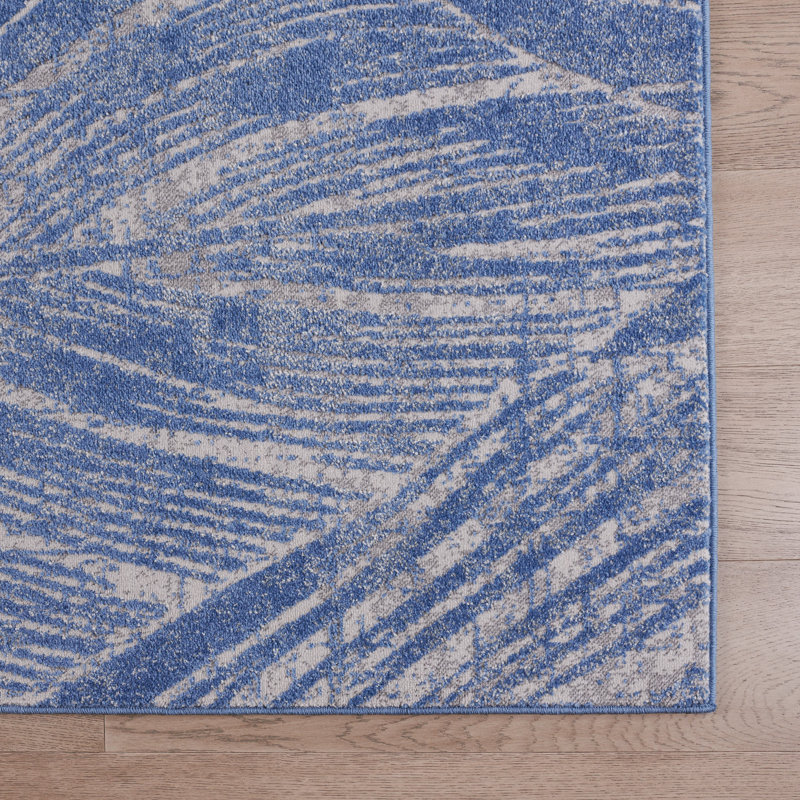 Indigo Emerich - palmiers - bleu doux, Rectangle 2 pi 3 po x 4 pi 3 po