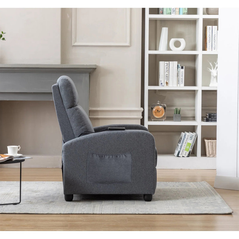 Maleah 25.59'' Wide Classic and Soft Padded PushBack Massage Recliner with Remote Control, Dark Gray
