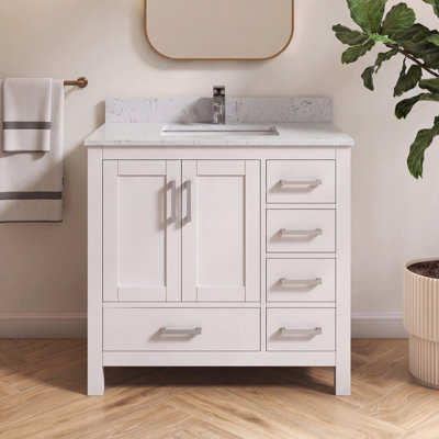 Ensemble de meuble-lavabo simple 36 po avec comptoir en marbre et dosseret Felix