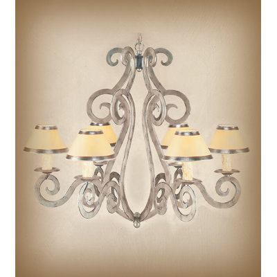 Lustree classique/traditionnel 6 lumières ombrée avec accents en fer forgé