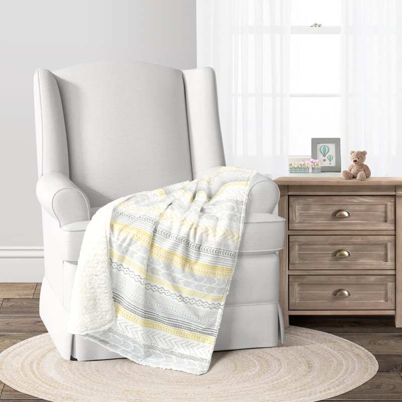 Lush Decor Hygge Geo Sherpa Fleece Baby Blanket, 30" W x 40" L