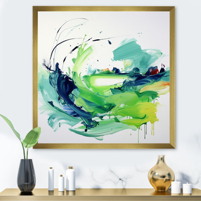 «Green Abstract Ink Expression III», art mural abstrait