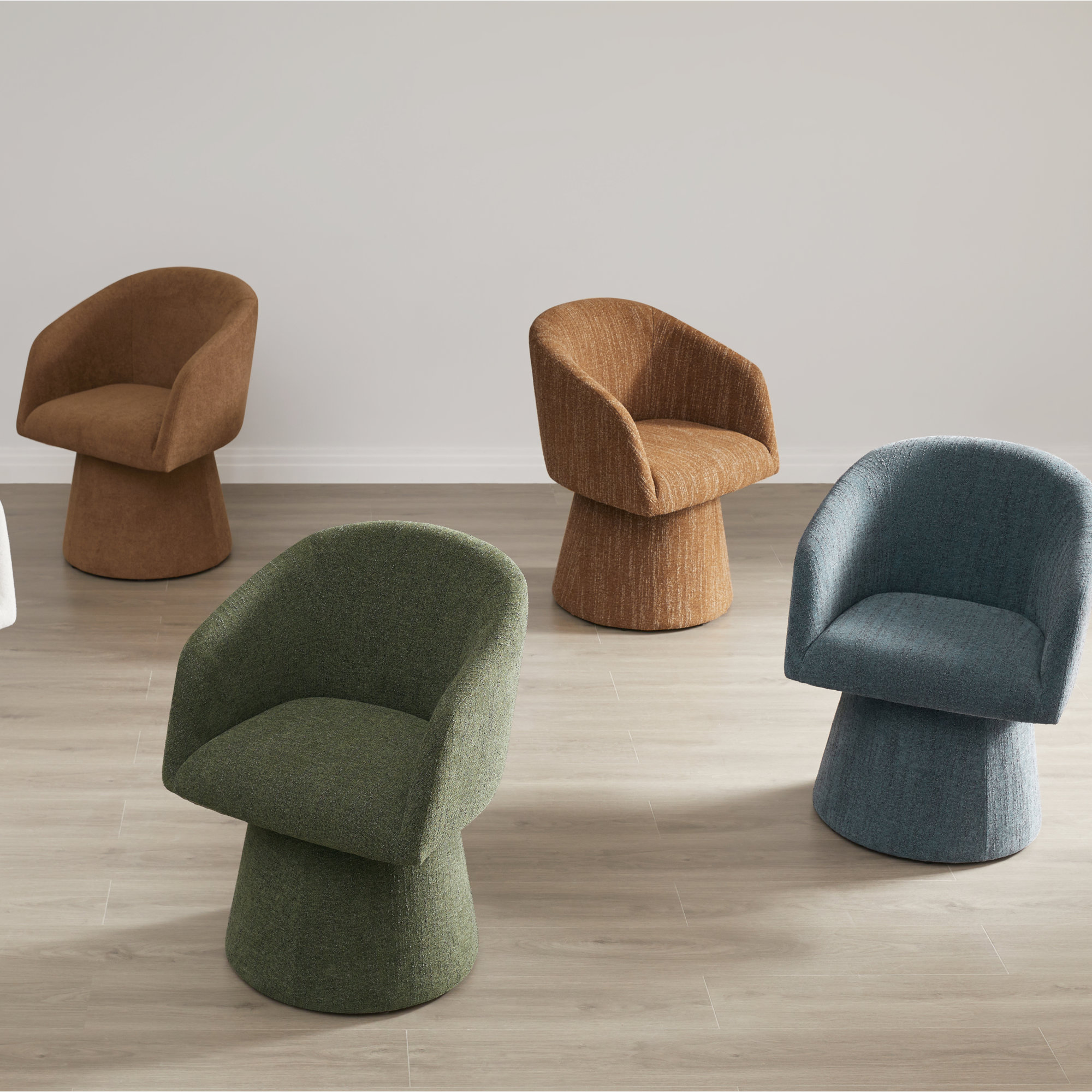 Kyo Chenille Upholstered Barrel Chair, Elite Camel