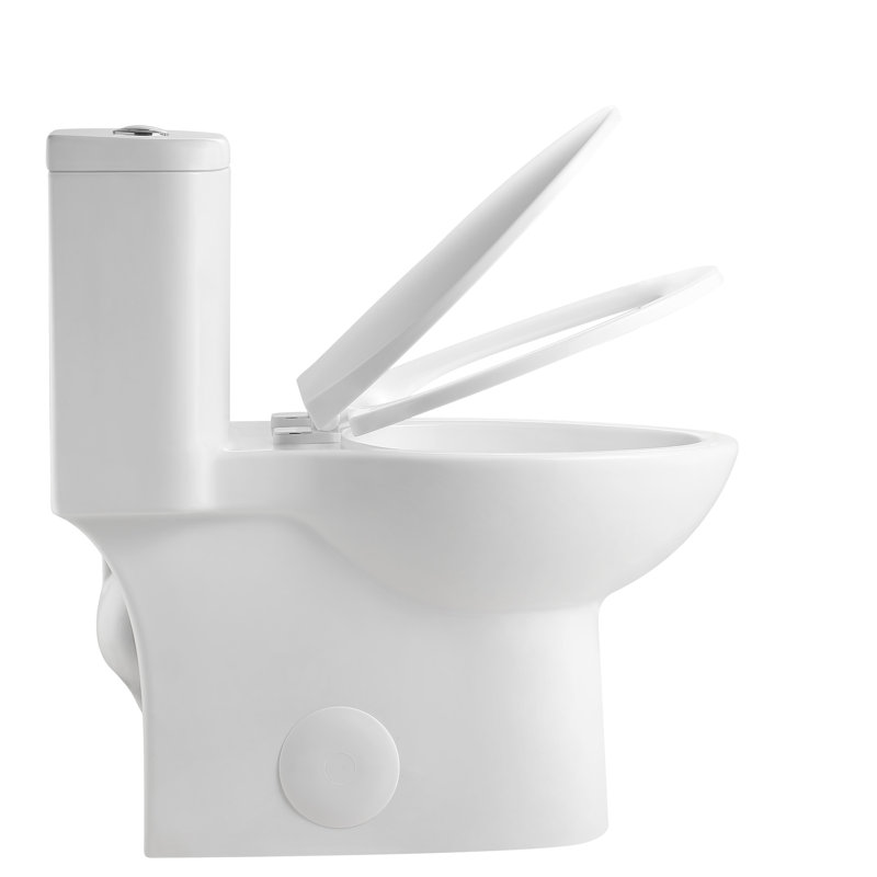 17" Height Toilet With 1.1/1.6 System, Rimless Bowl, Soft Close Seat, Glossy White 006 For Bathroom Modern Double Flush, Wash Basin, Gentle Gloss