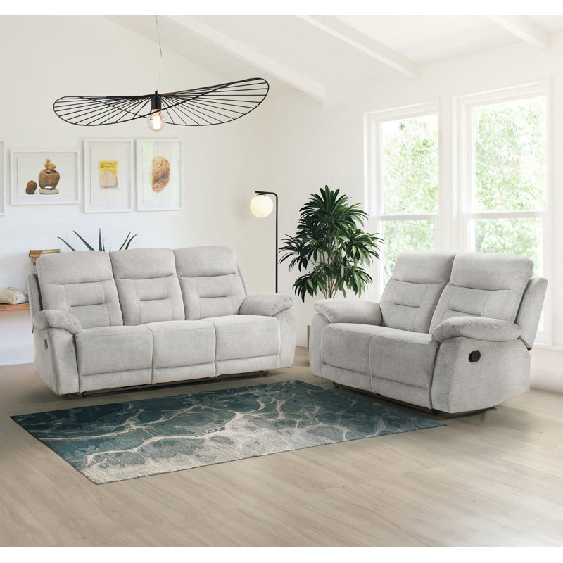 Ensemble 2 pièces: canapé et causeuse inclinables, beige, Beige 2-piece Set