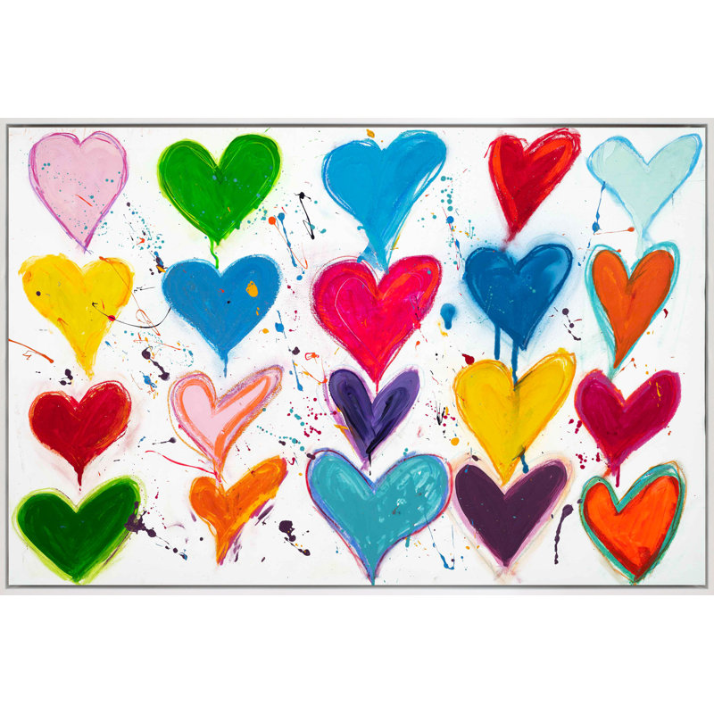 Heart Shower Print, Gray Framed, 39" H x 60" W