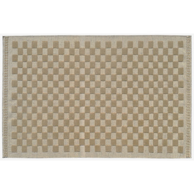 Azle Checkered Handmade Flatweave Wool Area Rug in Beige/Tan