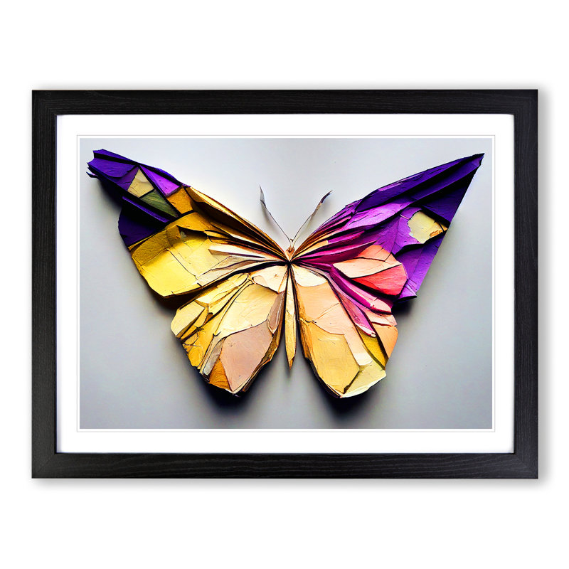 Shining Butterfly - Single Picture Frame Print, Black, 46cm H x 64cm W x 2cm D