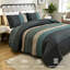 Ensemble de couette vert foncé, couvre-lit rayé bohème 3 pièces, format king-137013254-137013251