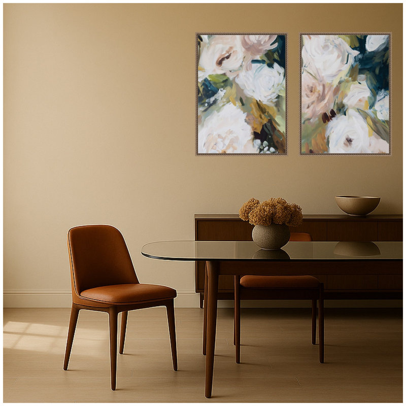 Sepia Florals III 2 Piece Framed Canvas Wall Art Set by Amy Lighthall, 24" H x 18" W