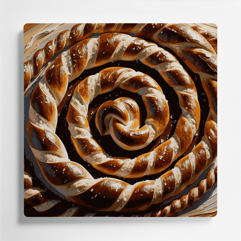 Desserts bretzels, art mural en métal noir, H 8 po x l 8 po