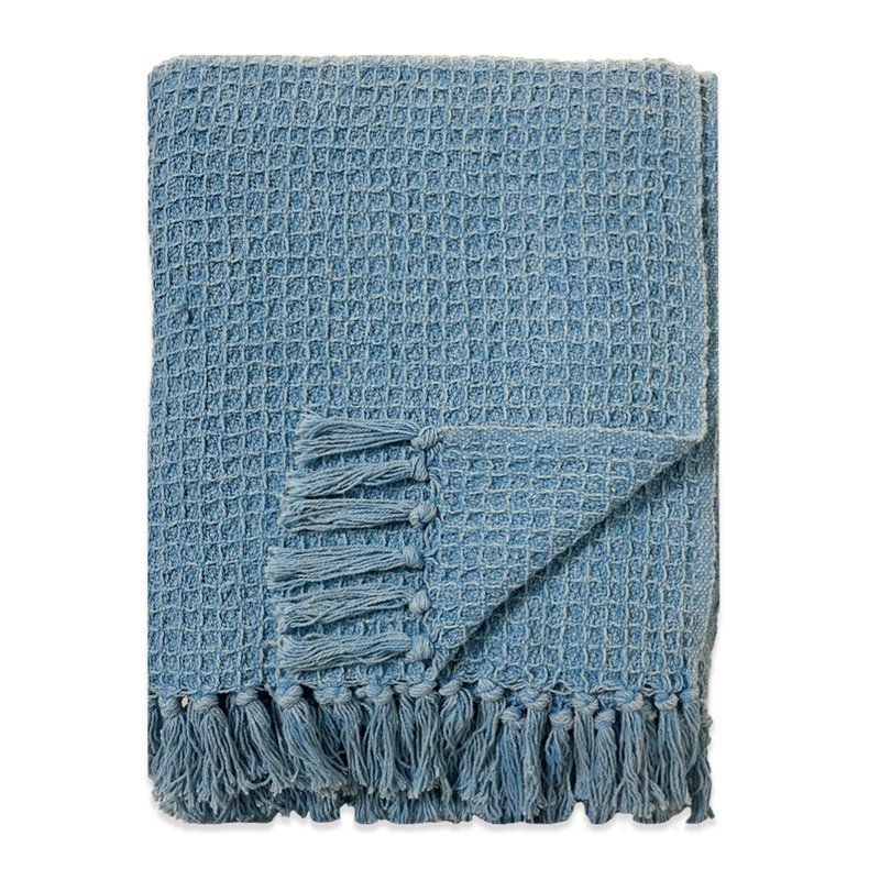 Hand Woven Throw Blanket, Blue