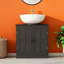 Meuble-lavabo de salle de bain, meuble-lavabo piédestal avec tablette réglable, noir