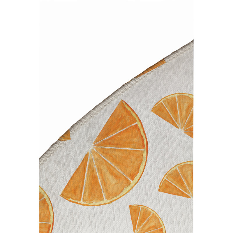 Summer Oranges Outdoor Rug, Round 5'