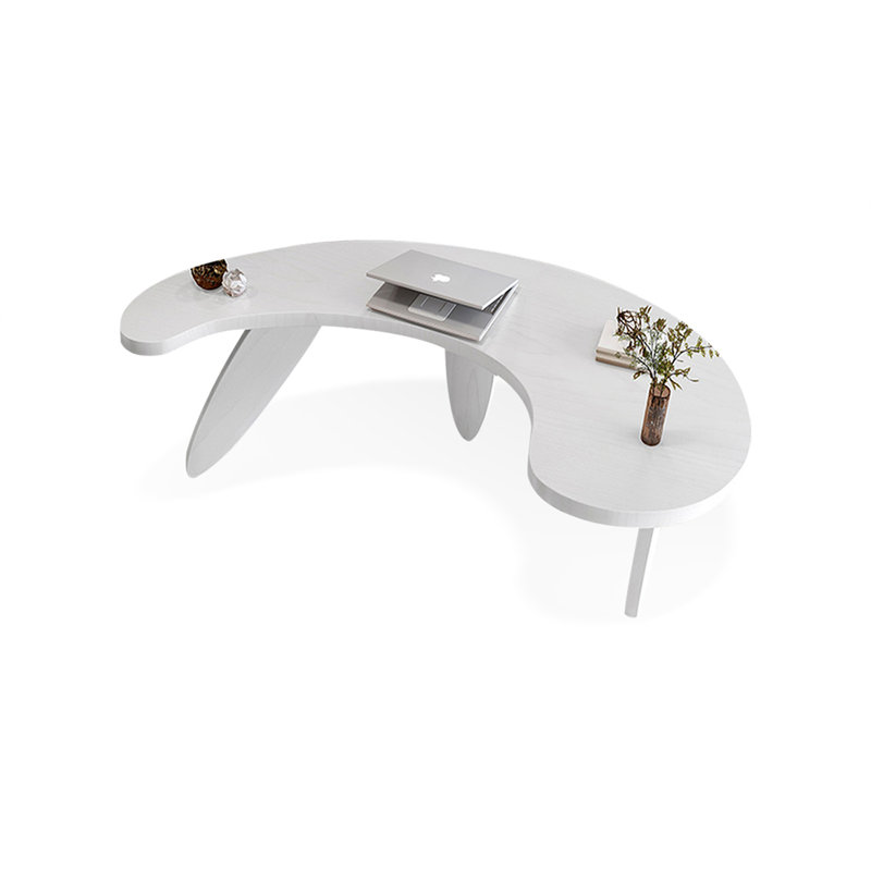 White Free Form Solid Wood desk, 29.53" H x 55.12" W x 27.56" D, White