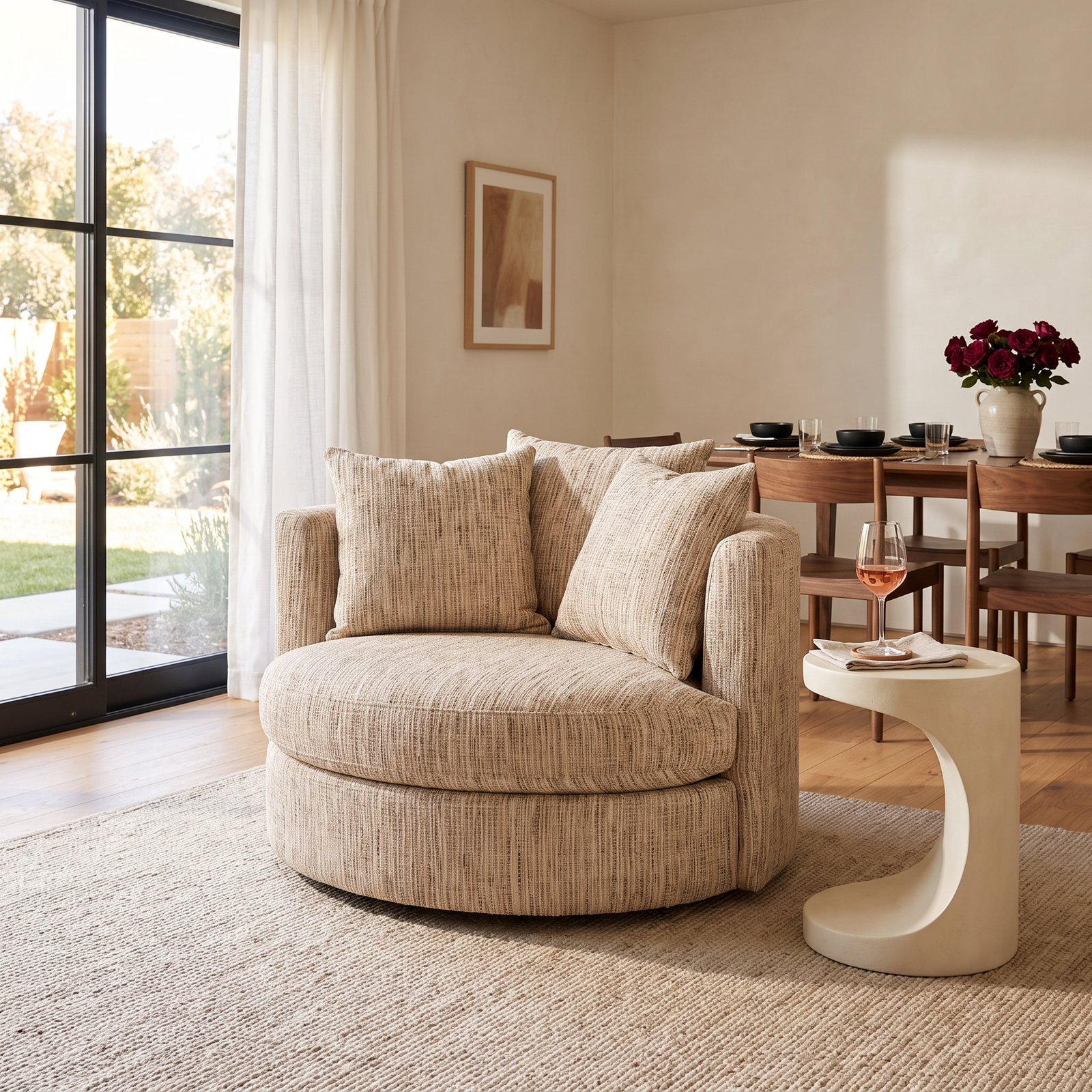 Swivel Barrel Chair