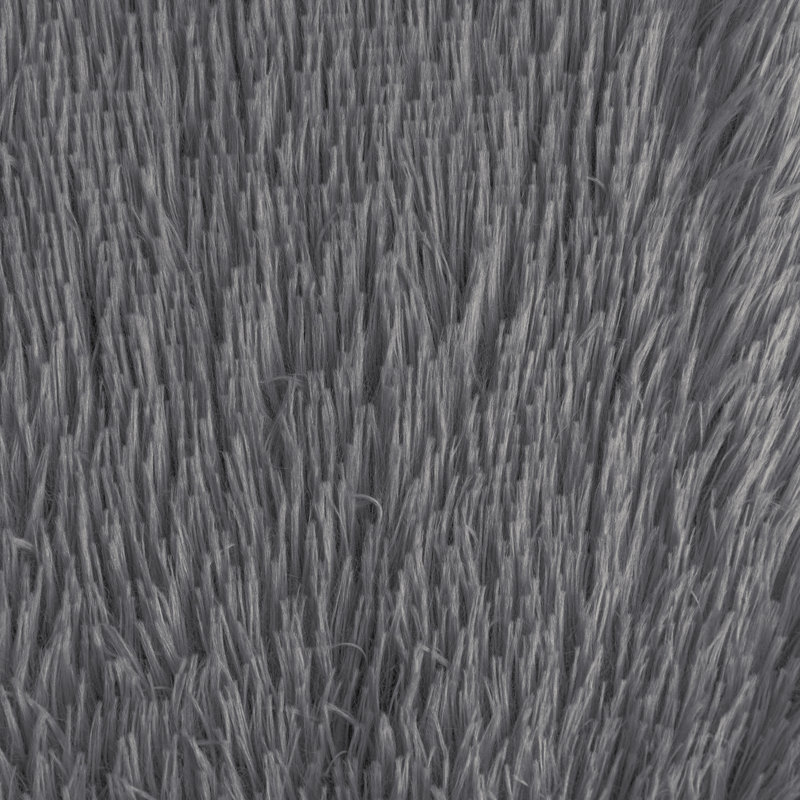 Fourrure à poils longs sur le dessus et bande avec envers antidérapant Oxford., H 3 po x l 20 po x P 26 po, Gris foncé