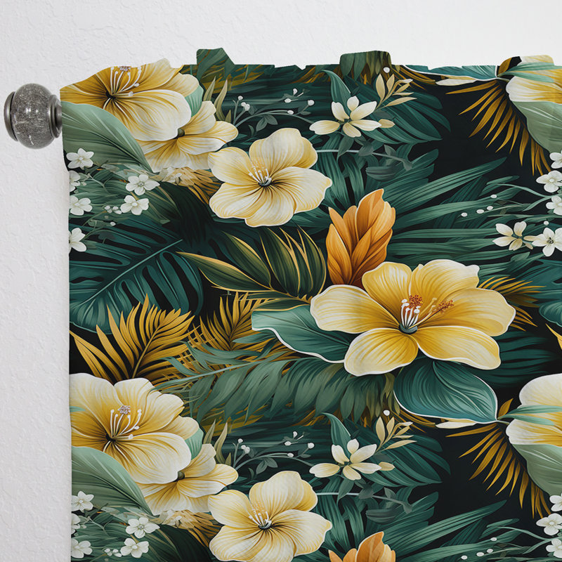 Tropical Greens Warm Earth Tones I - Rideau en velours tropical - obscurcissant - 1 panneau, L 52 po x L 63 po