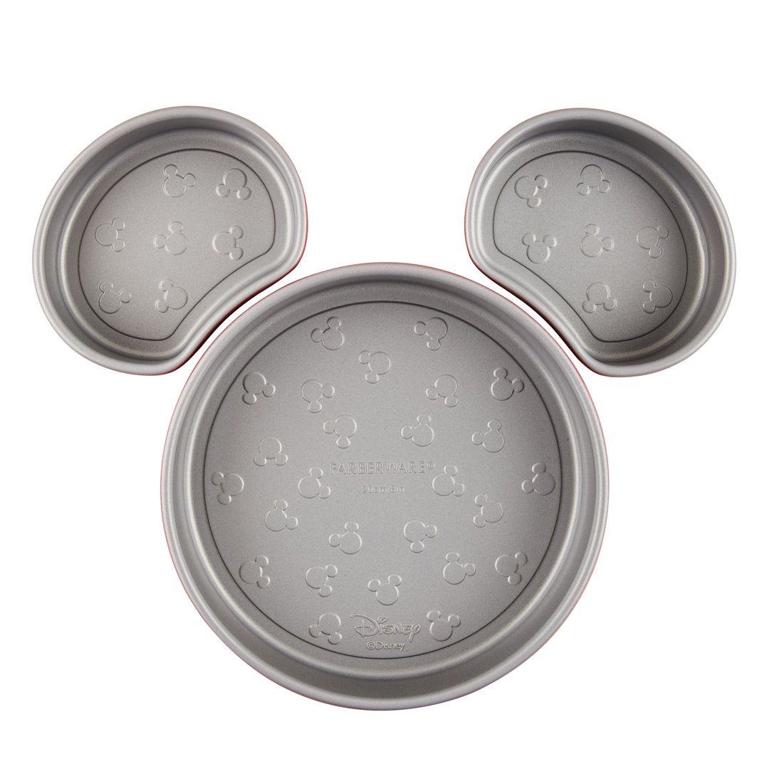 Farberware Disney Bake With Mickey Mouse Nonstick Mickey Head Cake Pan Set, 3 Piece, Red Farberware