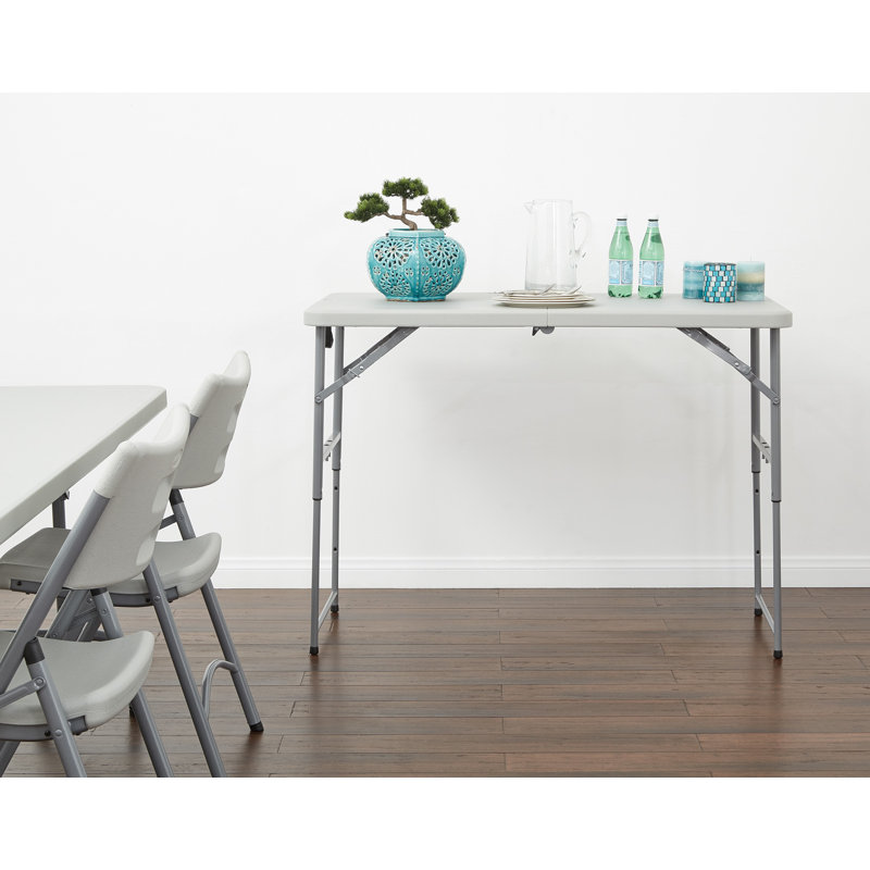 Light Gray Adjustable Height Foldable Resin Console Table