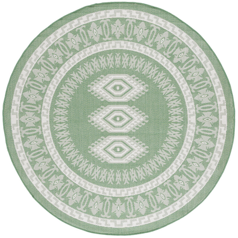 Mashanda Performance Machine Washable Southwestern Indoor/Outdoor Area Rug, Round 6'7"