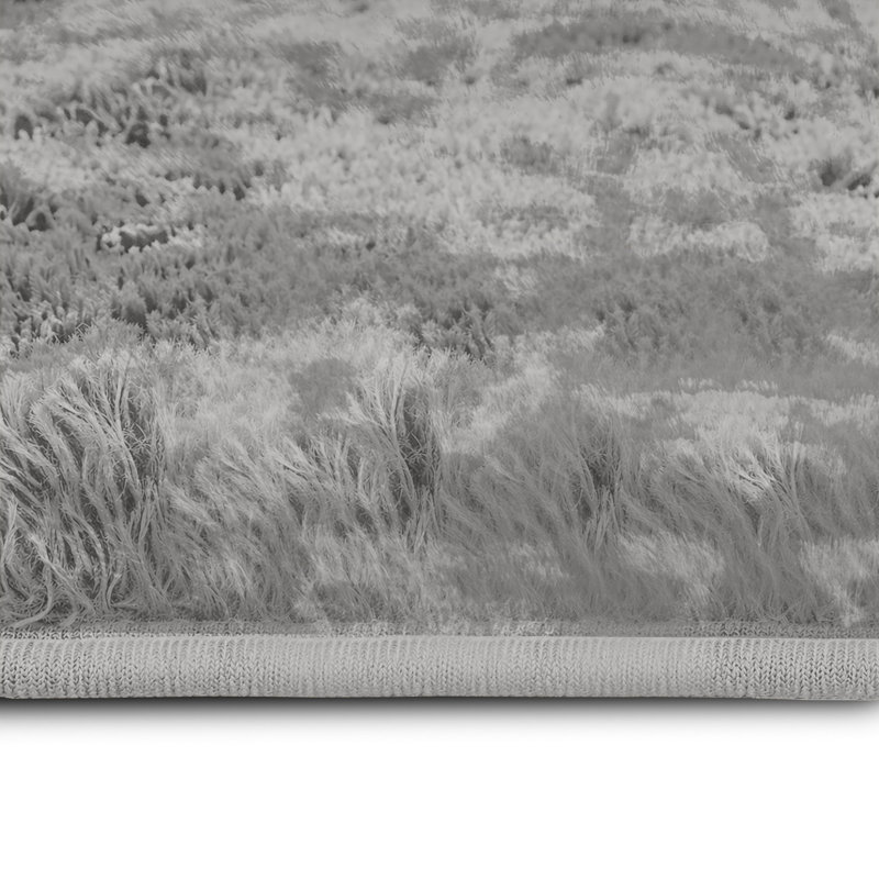 Soft Fluffy Living Room Large Area Rug, Tye Dye Light Grey, Rectangle 140 x 200 cm