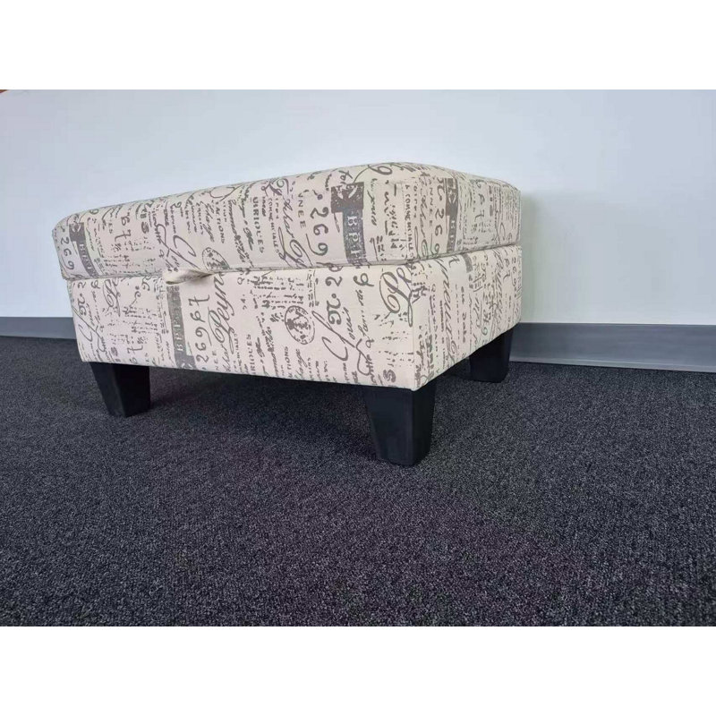 Linen Upholstered Storage Ottoman