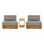 Ensemble de conversation d'extérieur en bois d'acacia avec coussins amovibles 3 pièces Zyla