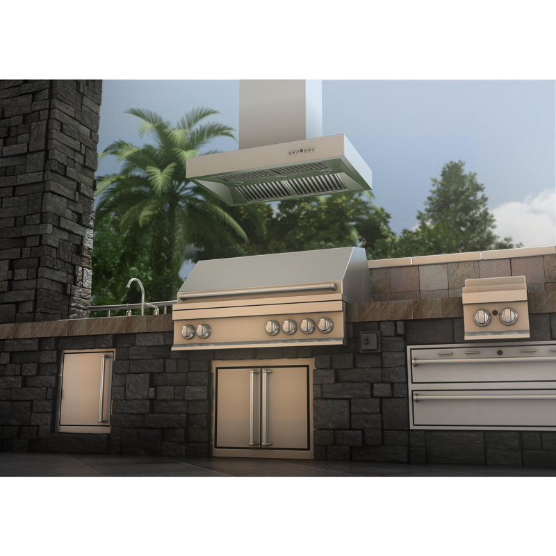 42" Professional 700 CFM Ducted Island Range Hood in Brushed Stainless Steel