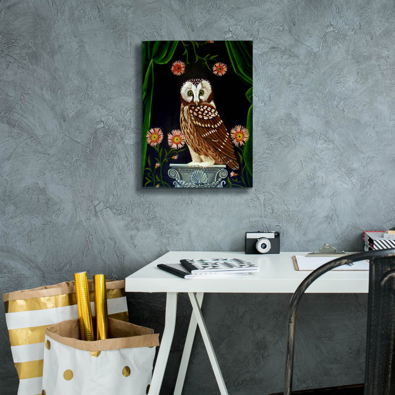 «Owl Guardian Print» par Catherine A Nolin, art mural sur toile, H 16 po x l 12 po x P 0,75 po
