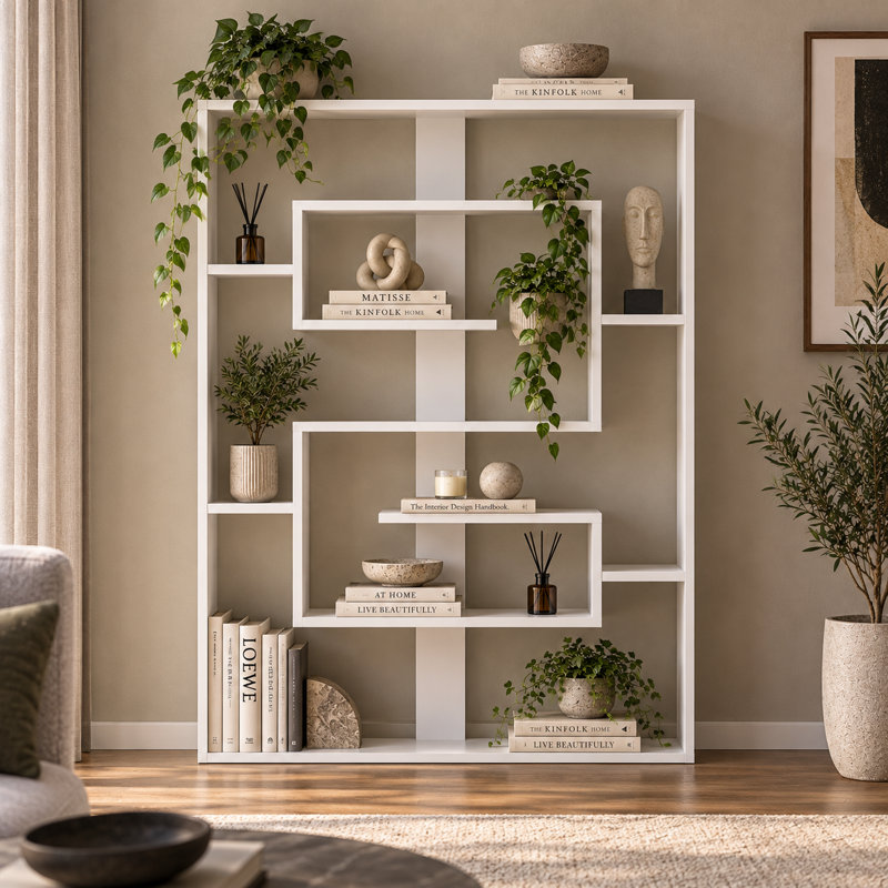 Esteban Modern Bookcase Bookshelf Shelving Unit, White