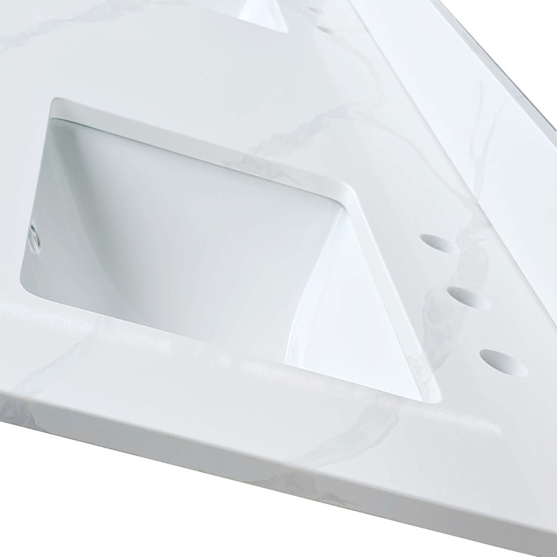 Plateau de meuble-lavabo double de luxe en quartz avec lavabos encastrés