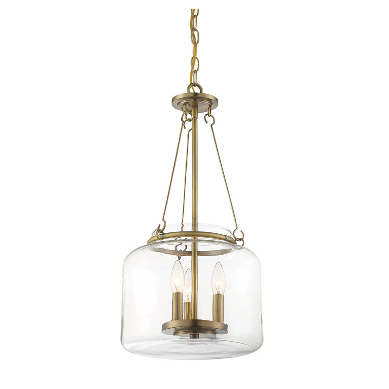 Luminaire suspendu 3 lumières Savron House Akron, Laiton