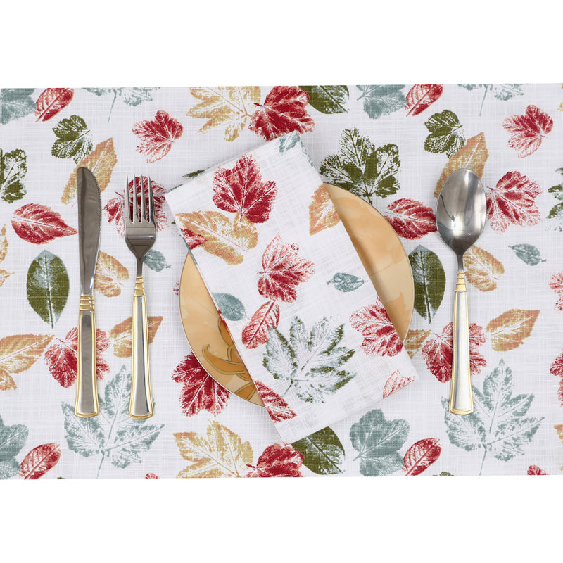 Ensemble de 6 napperons rectangulaires 100% coton multicolore 13 x 19 pouces, Feuilles