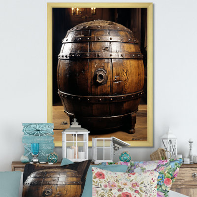 Tonneau de vin en bois brun - art mural vin