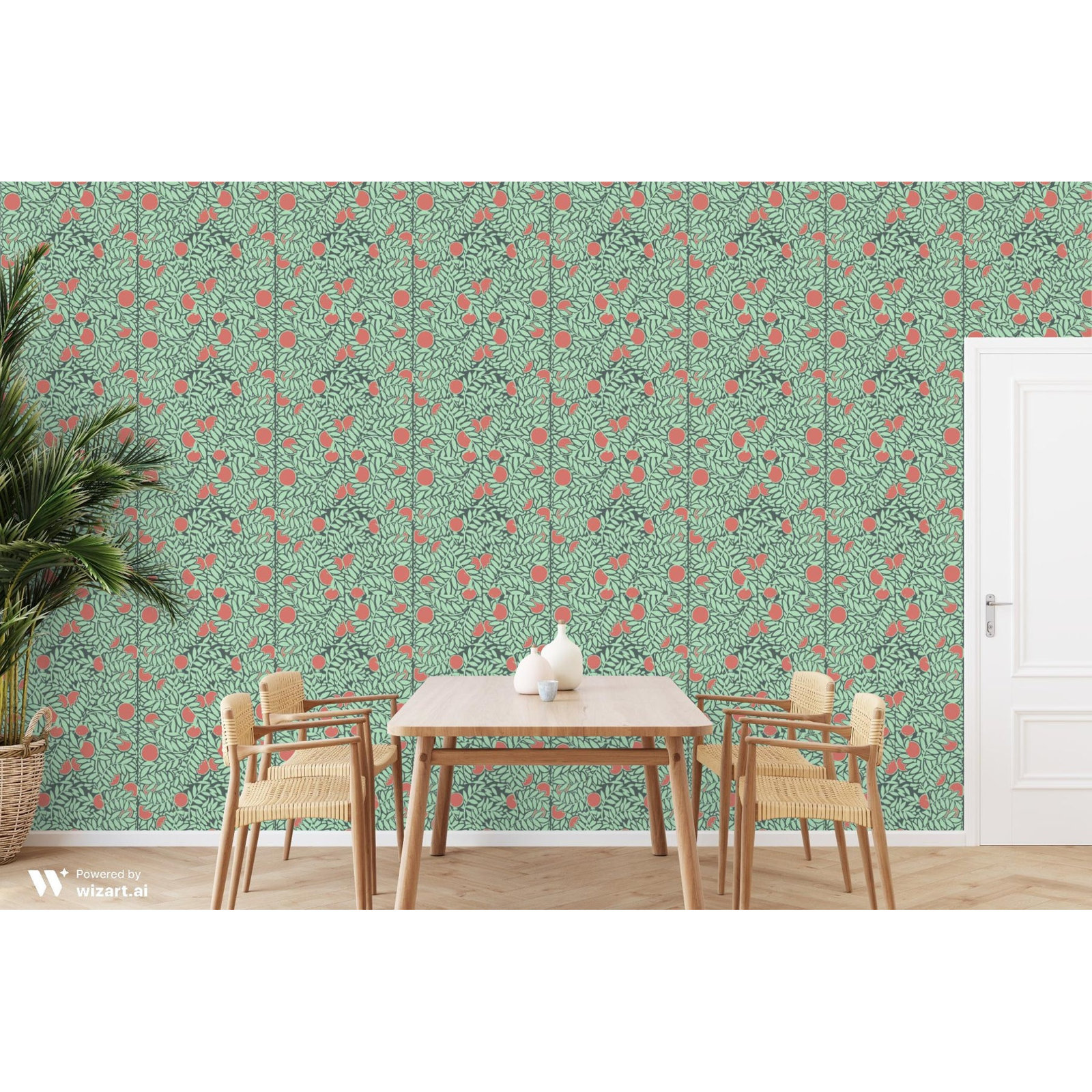 Signature Orange Grove 10' L x 24" W Wallpaper Roll, Mint/Coral, Self-adhesive