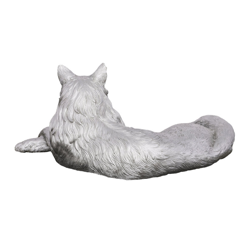 Resin Cat Figurine, Silver Leaf