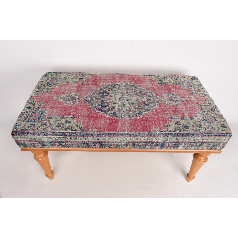 Banc à motif floral, banc Oushak, banc repose-pieds, banc rembourré, banc tapis turc, banc Kilim, banc de décoration intérieure, banc fabriqué à la main