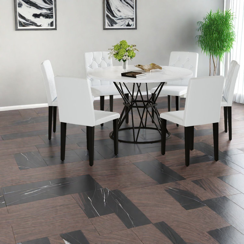 Modern Dining Table Sets(must Include Both Table And Chair), Mdf Marble Kitchen