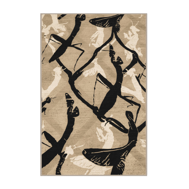 Tapis moelleux moelleux traditionnel en maille noire, 8 x 10